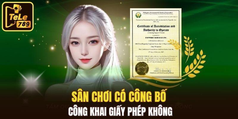 Sân chơi có công bố công khai giấy phép không